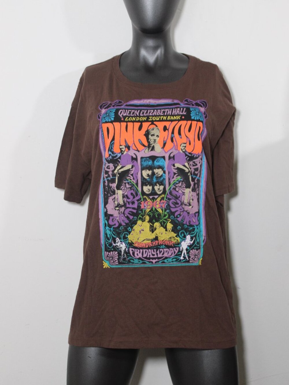 Pink Floyd 1967 Queen Elizabeth Hall Graphic T-Shirt Brown - Size Medium